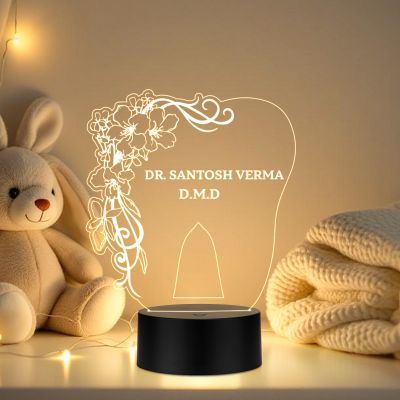 Personalized Dentist 3D Illusion LED Lamp  Gift for Dentists, Orthodontists & Dental Assistants   Creative Dental Clinic & Office Decor   Warm White Light & USB Powered